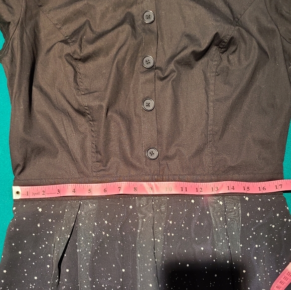 eShakti Star print button front mixed media dress - custom styling - Picture 6 of 8